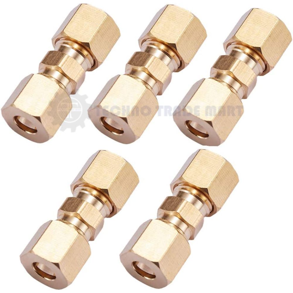 1/2 INCH OD Brass Compression Tube Pipe Fitting Connector, Straight Coupling Adapter